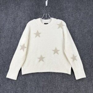 Rails Kana Sweater Off White Gold Stars Women’s XS Quiet Luxury Preppy